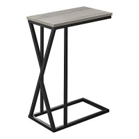 Monarch Specialties 3248 Accent Table, C-Shaped, End, Side, Snack, Living Room, Bedroom, Metal, Laminate, Grey, Black, Contemporary, Modern Table-25, 1025 L X 185 W X 2525 H