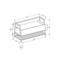 Monarch Specialties Storage Shoe Rack Shelf-Metal Frame For Entryway Or Hallway Modern Bench, 42 L, Grey