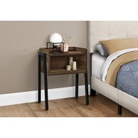 Monarch Specialties Rectangular End Accent Nightstand With Open Storage Shelf Metal Legs Side Table, 23 H, Brown Reclaimed Wood-Look