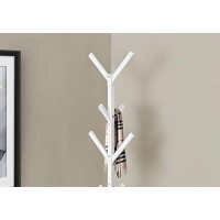 Monarch Specialties Free Standing Hall Tree Hanger Hanging - 8 Hooks For Entryway Hallway Office Or Bedroom - Modern Contemporary Coat Rack, 70 H, White