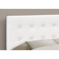 Monarch Specialties Button Tufted Upholstered Modern Headboard Panel Height Adjustable, Full, White Leather-Look