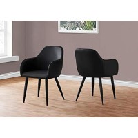 Monarch Specialties Set Of 2 Upholstered With Curved Armrest Dining Chairs, 33 H, Black| Black Legs
