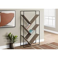 Monarch Specialties Bookshelf Etagere With 5 Tier Open Shelves V-Shaped Storage-Narrow Tall For Living Room Office Or Bedroom Bookcase, 60 H, Dark Taupe
