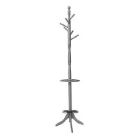 Monarch Specialties Free Standing Hall Tree Hanger-6 Hooks-Umbrella Holder-Wooden-Traditional Style For Entryway Office Or Bedroom Coat Rack, 71 H, Grey