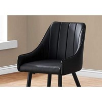 Monarch Specialties Set Of 2 Upholstered - Vertical Tufted With Armrest Dining Chairs, 33 H, Black | Black Legs