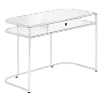 Monarch Specialties 7520 Computer Desk, Home Office, Laptop, Storage Drawers, 48 L, Work, Metal, Laminate, Contemporary, Modern Desk-48 L Glossy White Chrome, 47.25 L X 23.75 W X 31 H
