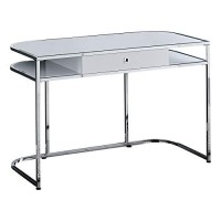 Monarch Specialties 7520 Computer Desk, Home Office, Laptop, Storage Drawers, 48 L, Work, Metal, Laminate, Contemporary, Modern Desk-48 L Glossy White Chrome, 47.25 L X 23.75 W X 31 H