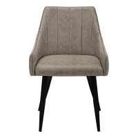 Monarch Specialties Set Of 2 Upholstered - Vertical Tufted With Armrest Dining Chairs, 33 H, Taupe| Black Legs