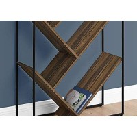 Monarch Specialties Bookshelf Etagere With 5 Tier Open Shelves V-Shaped Storage - Narrow Tall For Living Room Office Or Bedroom Bookcase, 60 H, Brown Reclaimed Wood-Look