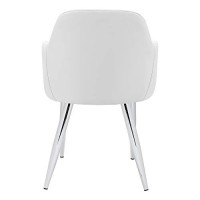 Monarch Specialties 1190, Set Of 2, Side, Upholstered, Kitchen, Room, Pu, Metal, Contemporary, Modern Dining Chair, 17.50 L X 23.5 W X 33 H, White Leather-Look/Chrome Legs