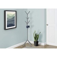 Monarch Specialties Free Standing Hall Tree Hanger Hanging - 8 Hooks For Entryway Hallway Office Or Bedroom - Modern Contemporary Coat Rack, 70 H, Silver