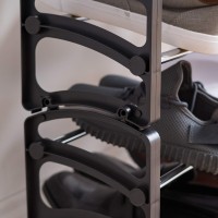 Iris Usa 2-Tier Shoe Rack For Entryway, 6 Pairs Shoe Organizer For Closet, Stackable Shoe Storage Organizer, Black Shoe Shelf