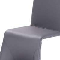 Benjara Fully Leatherette Upholstered Metal Frame Dining Chair, Set Of 2, Gray