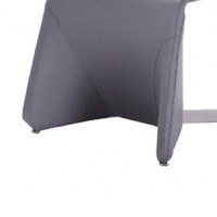 Benjara Fully Leatherette Upholstered Metal Frame Dining Chair, Set Of 2, Gray