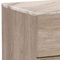 Benjara 2 Drawer Wooden Nightstand With Grains And Angled Legs, Cream