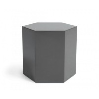 Benjara Contemporary High Gloss Hexagonal Wooden End Table, Gray