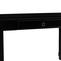 Benjara Single Drawer Wooden Desk With Metal Ring Pull And Tapered Legs, Black