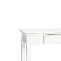 Benjara Single Drawer Wooden Desk With Metal Ring Pull And Tapered Legs, White