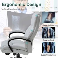 Office Chair Desk Chair Computer Chair With Lumbar Support Headrest Armrest Swivel Rolling Pu Leather Task Big And Tall 500Lb Wide Seat Massage Ergonomic Chair Adjustable For Adults Women(White)