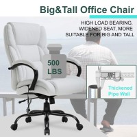 Office Chair Desk Chair Computer Chair With Lumbar Support Headrest Armrest Swivel Rolling Pu Leather Task Big And Tall 500Lb Wide Seat Massage Ergonomic Chair Adjustable For Adults Women(White)