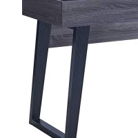 Benjara Wooden Desk With 1 Open Bottom Shelf And Sliding Panel, Gray