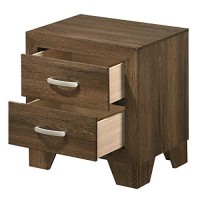 Benjara Transitional Style Wooden Nightstand With 2 Drawers And Metal Handles, Brown