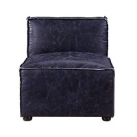 Benjara Welt Trim Edges Leatherette Armless Chair With Bun Feet, Blue