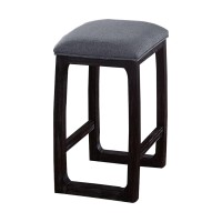 Benjara Wooden Counter Height Stool With Fabric Upholstered Seat, Gray And Brown