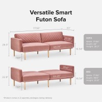 Mopio Chloe Futon Sofa Bed, Convertible Sleeper Sofa With Tapered Wood Legs, 77.5 W, Small Splitback Sofa For Living Room, Twin