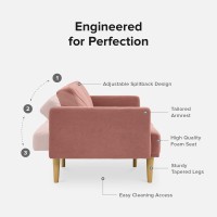 Mopio Chloe Futon Sofa Bed, Convertible Sleeper Sofa With Tapered Wood Legs, 77.5 W, Small Splitback Sofa For Living Room, Twin