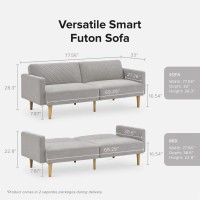 Mopio Chloe Futon Sofa Bed, Convertible Sleeper Sofa, Couch, Loveseat, With Tapered Legs, 77.5, Splitback Sofa, Small Couches For Living Room