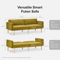 Mopio Chloe Futon Sofa Bed, Convertible Sleeper Sofa, Couch, Loveseat, With Tapered Legs, 77.5, Splitback Sofa, Small Couches For Living Room