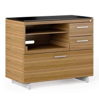 Bdi Sequel 6117 Multifunction Cabinet, Natural Walnut Wood, Satin Nickel Metal