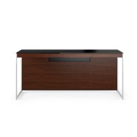 Bdi Sequel 6101 Desk, Chocolate Stained Walnut Wood, Satin Nickel Metal