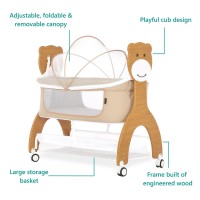 Dream On Me Cub Portable Bassinet In Beige, Multi-Use Baby Bassinet With Locking Wheels, Large Storage Basket, Mattress Pad Included, Jpma Certified