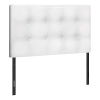 Monarch Specialties 6002T, Twin, Bedroom, Upholstered, Pu, Transitional Bed Sizewhite Leather-Look Headboard