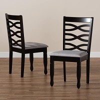 Baxton Studio Lanier Modern And Contemporary Grey Fabric Upholstered Espresso Brown Finished Wood 2-Piece Dining Chair Set