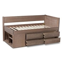 Baxton Studio Levon Modern And Contemporary Antique Oak Finished Wood 4-Drawer Twin Size Storage Bed