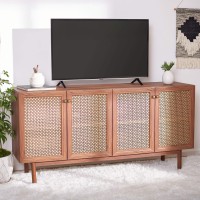 Safavieh Home Collection Piran Walnut And Gold 4-Door 2-Shelf Media (65-Inch Flat Screen) Tv Stand
