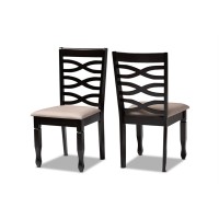 Baxton Studio Lanier Modern And Contemporary Sand Fabric Upholstered Dark Brown Finished 2-Piece Wood Dining Chair Set