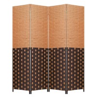 Room Divider Wood Screen 4 Panel Wood Mesh Woven Design Room Screen Divider Folding Portable Partition Screen Screen Wood For Home Office (Cm)