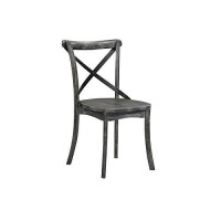 Benjara Wood And Metal Side Chair With X Open Back, Set Of 2, Gray And Black