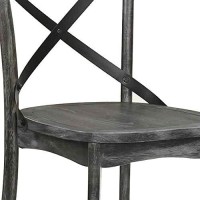 Benjara Wood And Metal Side Chair With X Open Back, Set Of 2, Gray And Black
