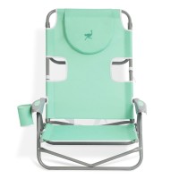 Ostrich Lightweight Portable Outdoor On Your Back Folding Reclining Chair With 5 Seat Adjustment And Cup Holder For Lawn, Beach, And Camping, Teal