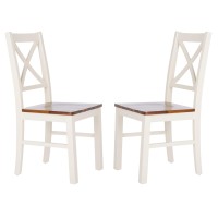 Safavieh Home Collection Akash White And Natural X-Back 18-Inch Dining Chair (Set Of 2)