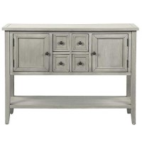 Merax Lumisol Console Table Sideboard And Buffet Farmhouse Storage Sofa Table With Two Cabinets And Bottom Shelf (Antique Grey)