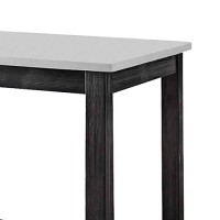 Benjara Rectangular Marble Top Counter Height Wooden Table With Trestle Base, Gray