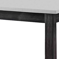 Benjara Rectangular Marble Top Counter Height Wooden Table With Trestle Base, Gray