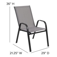 Flash Furniture 5 Pack Brazos Series Gray Outdoor Stack Chair With Flex Comfort Material And Metal Frame