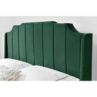 Sha Cerlin Wood Queen Size Bed Frame With Modern Curved Velvet Wingback Headboardheavy Duty Platform Bed With Strong Wood Slat Supportgreen